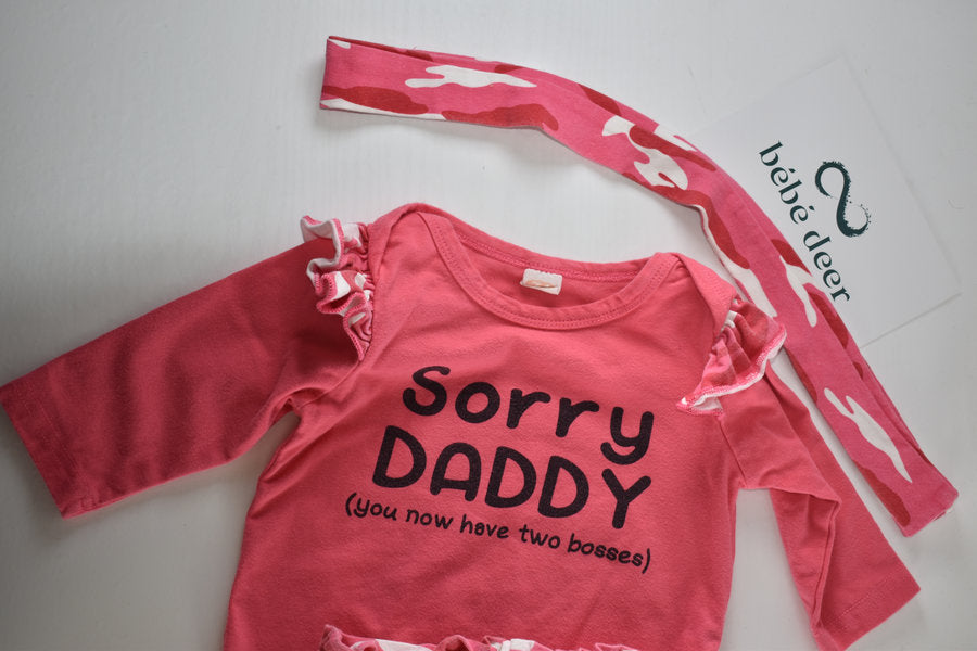 Pink camouflage 3 piece outfit set