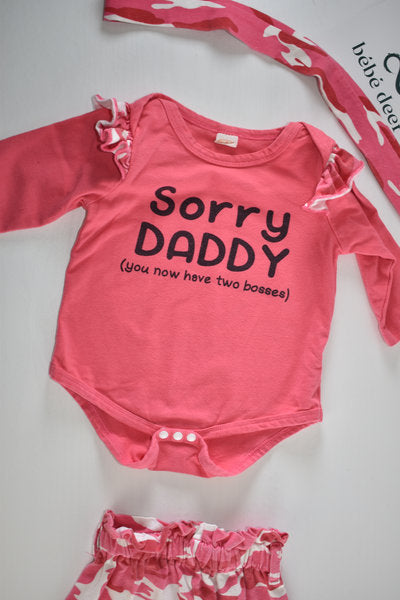 Pink camouflage 3 piece outfit set