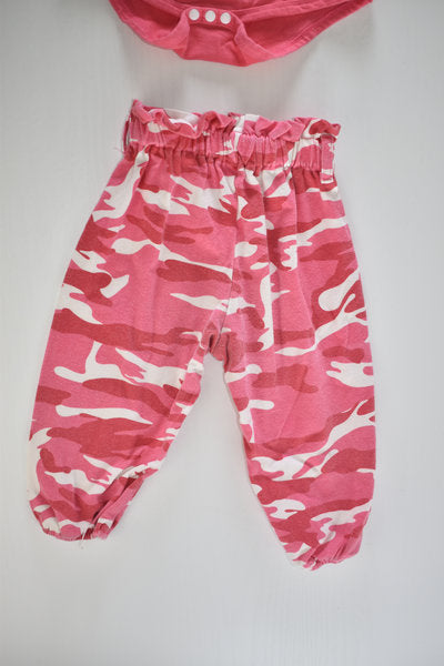 Pink camouflage 3 piece outfit set