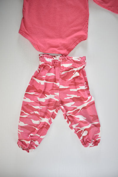 Pink camouflage 3 piece outfit set
