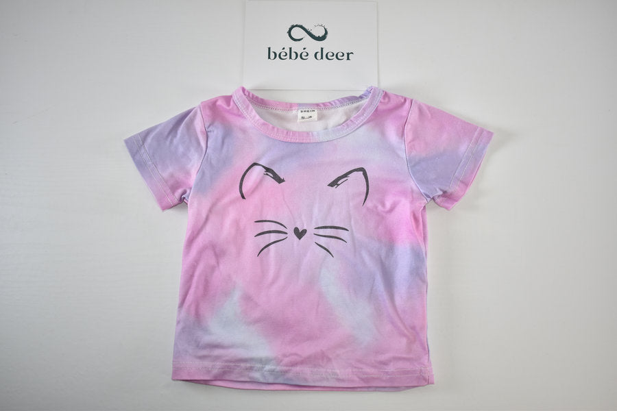 Pastel cat face t-shirt