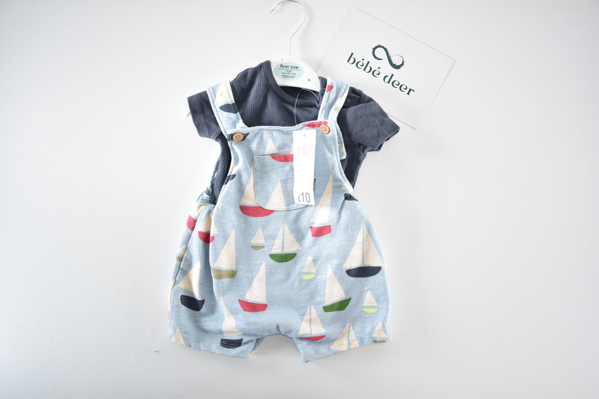 New with Tags Sailboat Dungaree Set First Size