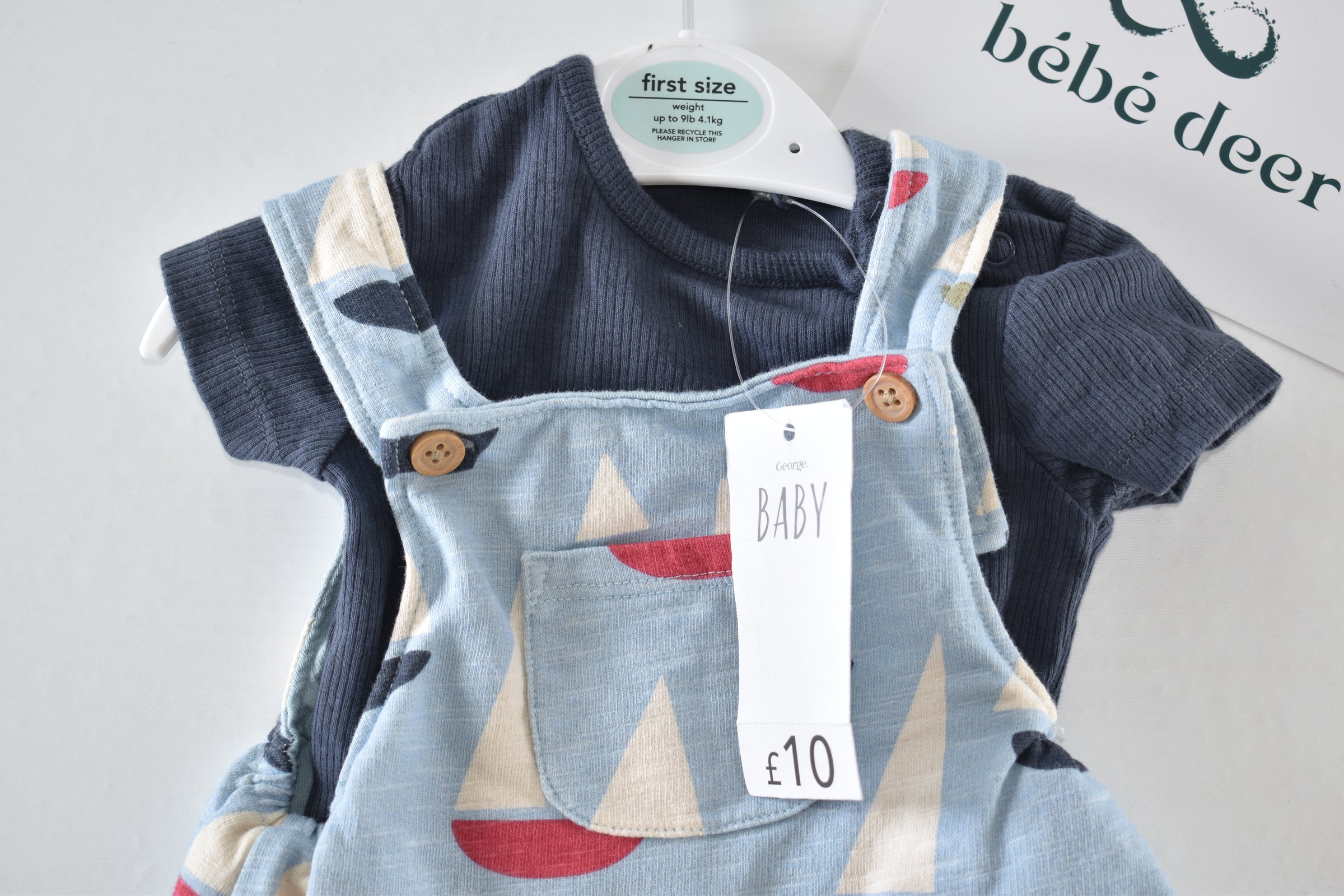 New with Tags Sailboat Dungaree Set First Size