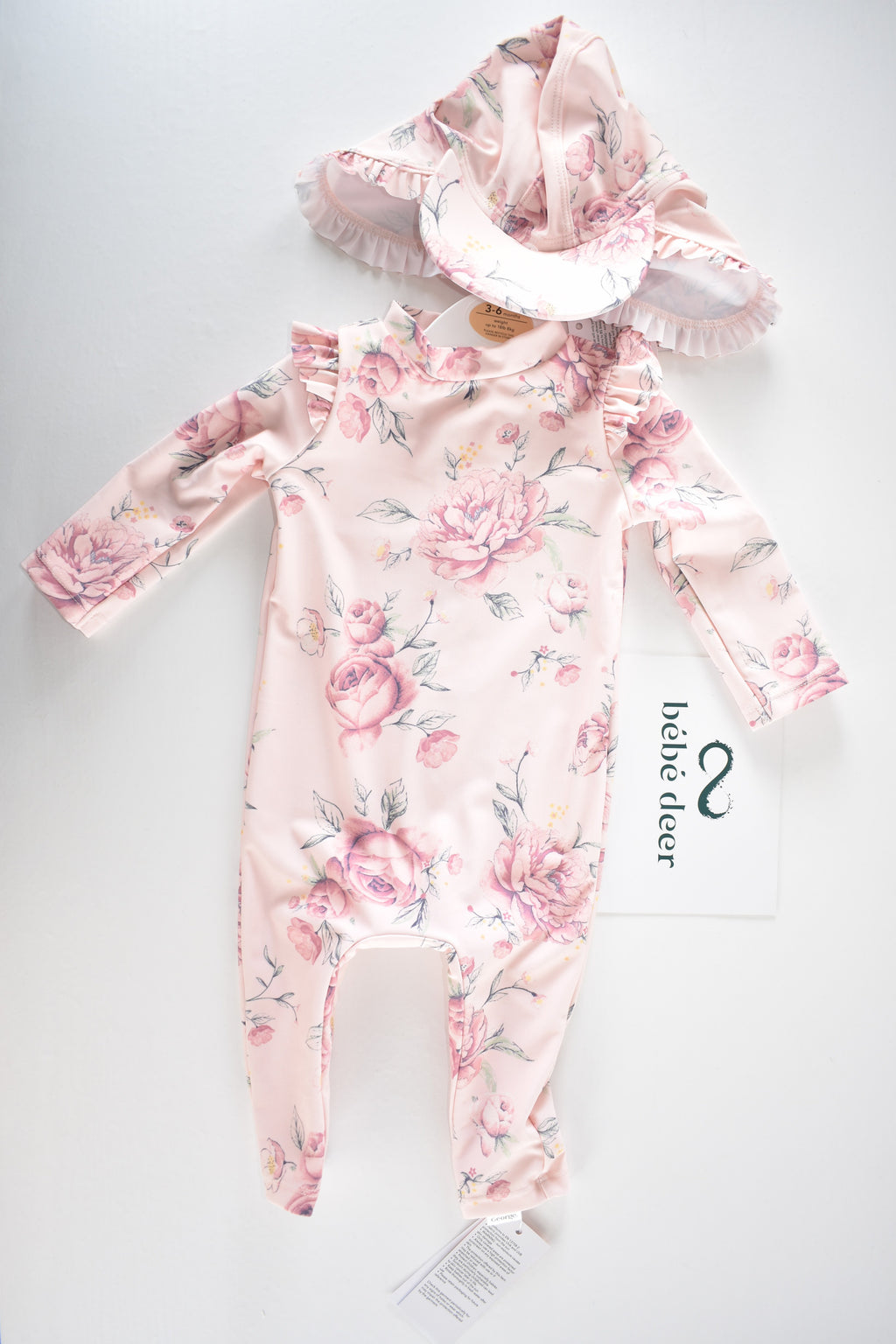 Floral UPF 40+ swimsuit & sun hat set new with tag