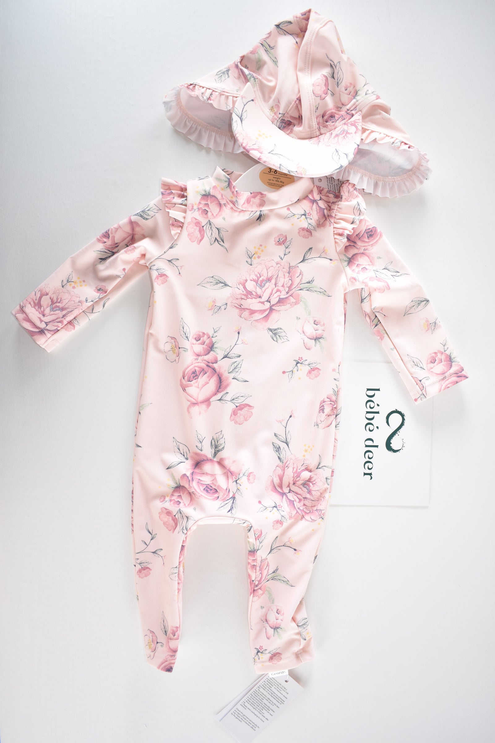 Floral UPF 40+ swimsuit & sun hat set new with tag