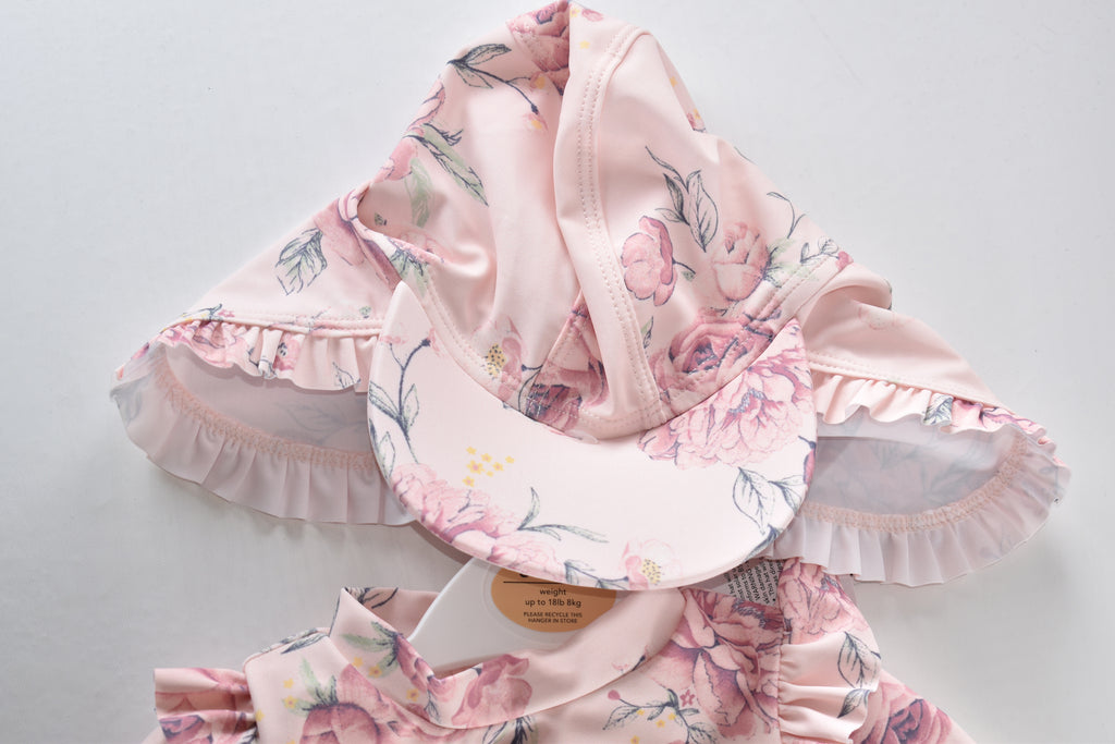 Floral UPF 40+ swimsuit & sun hat set new with tag