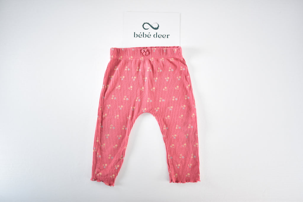 Pink floral ribbed leggings