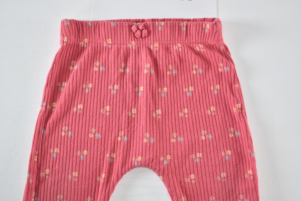 Pink floral ribbed leggings