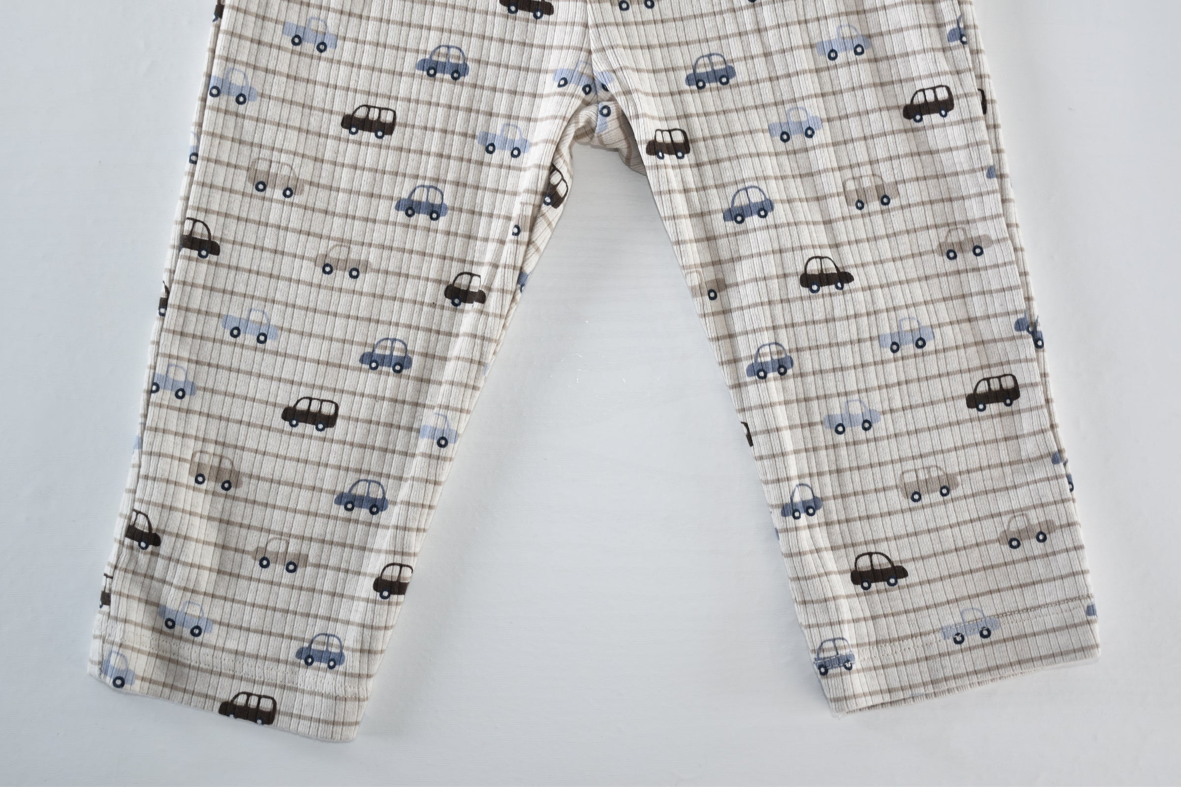 Cream car print trousers