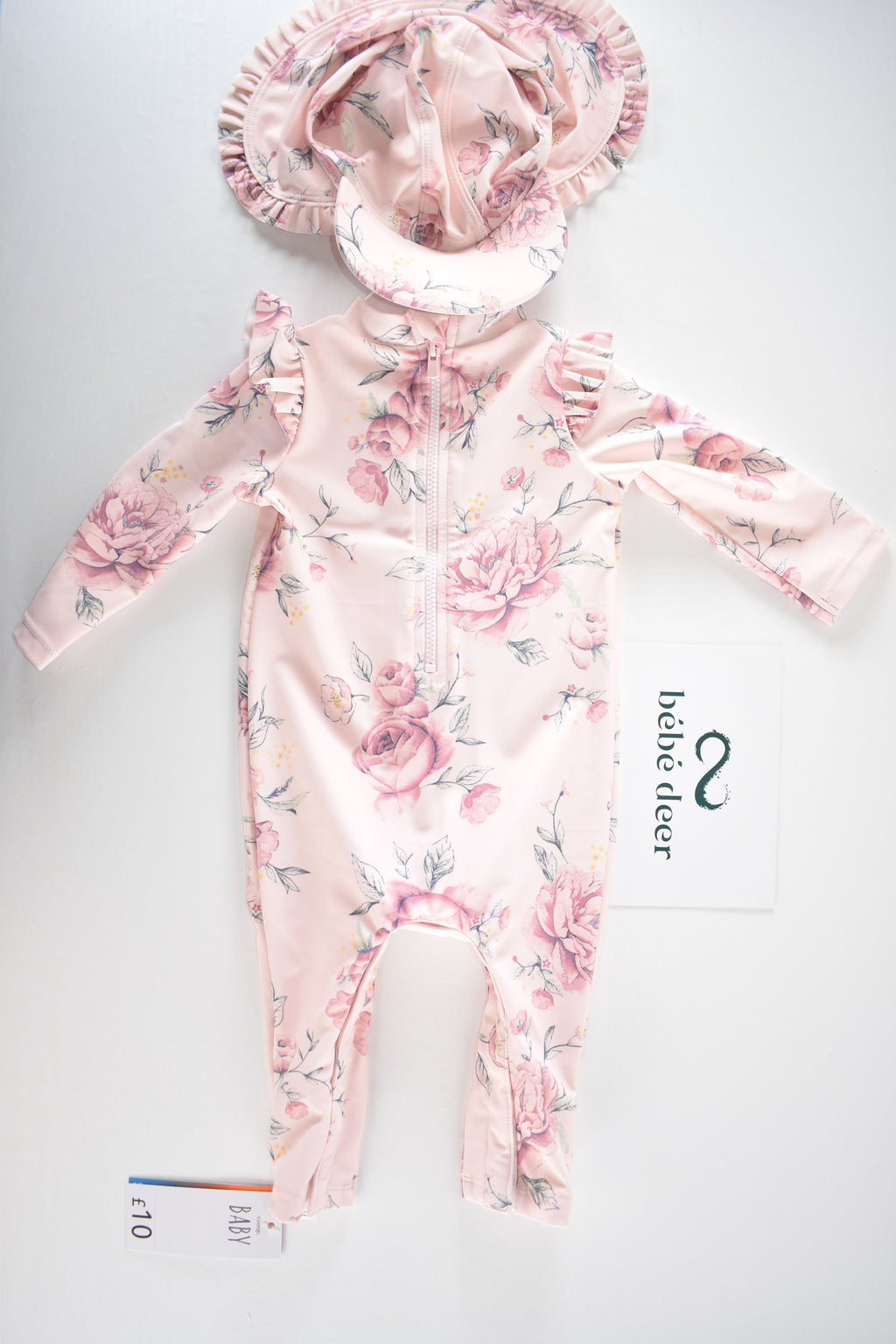 Floral UPF 40+ swimsuit & sun hat set new with tag