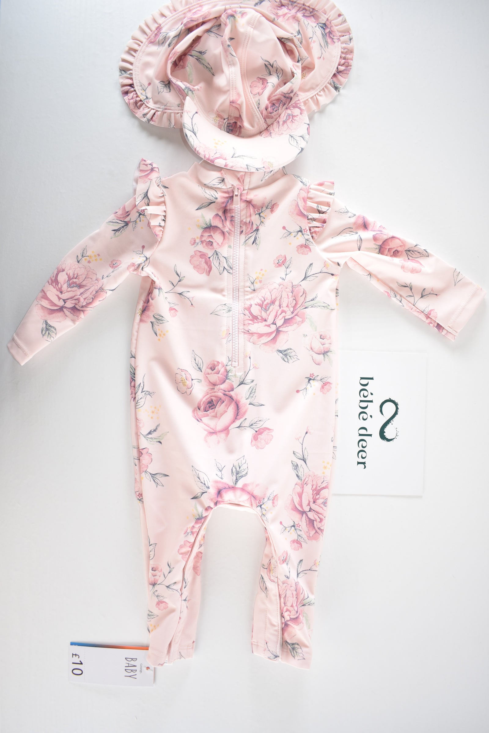 Floral UPF 40+ swimsuit & sun hat set new with tag