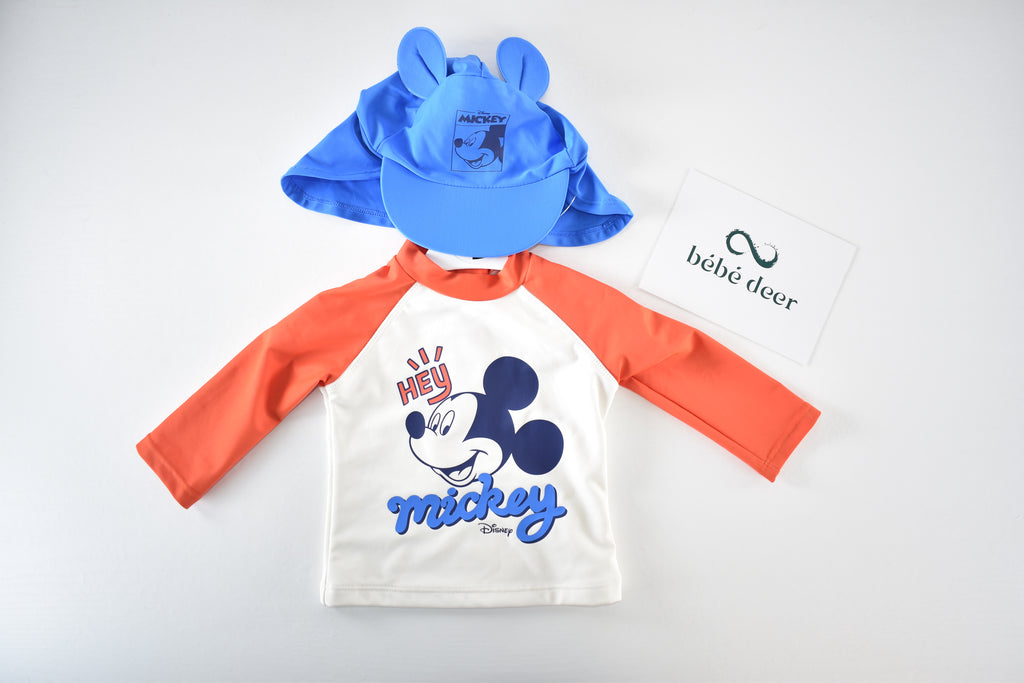 Disney Mickey Mouse rash vest and sun hat set new with tag