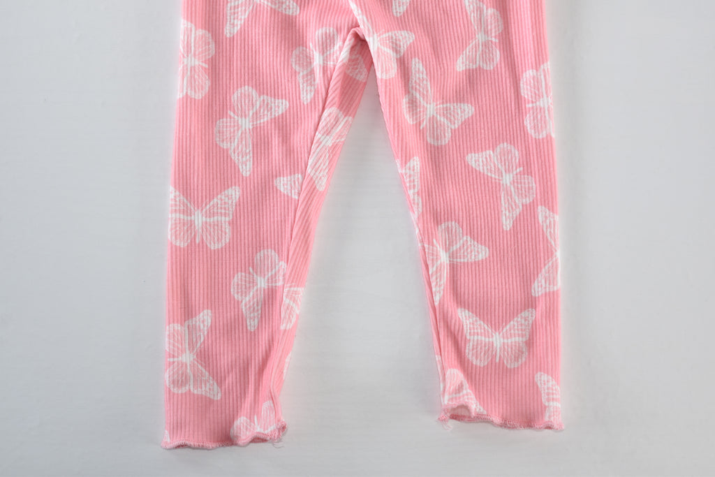 Butterfly ribbed leggings