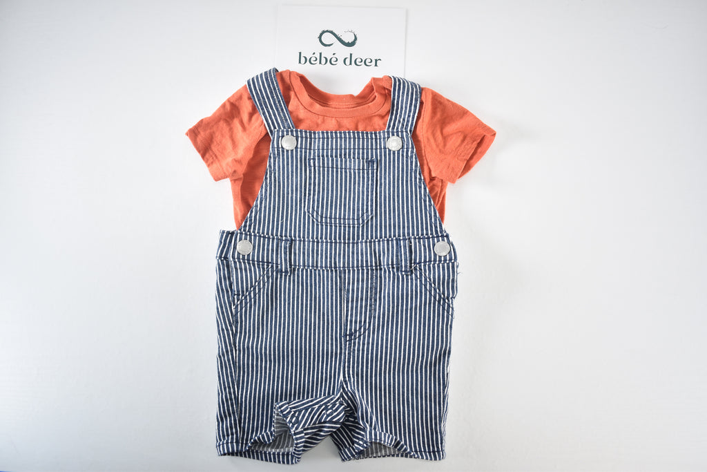 Striped dungarees and T-shirt set