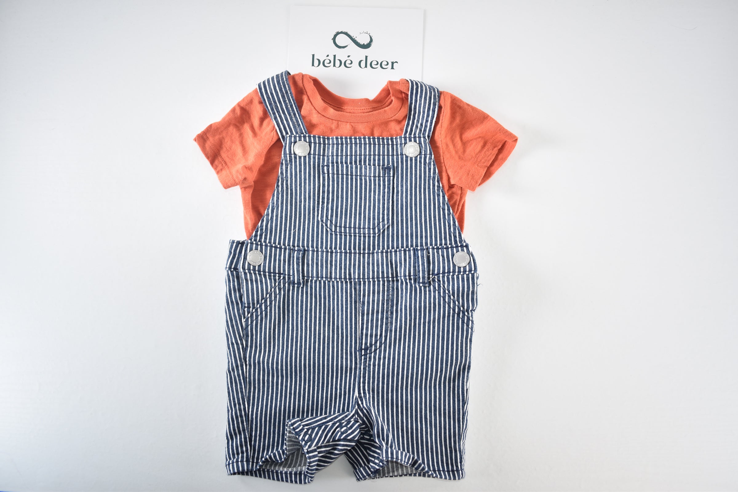 Striped dungarees and T-shirt set