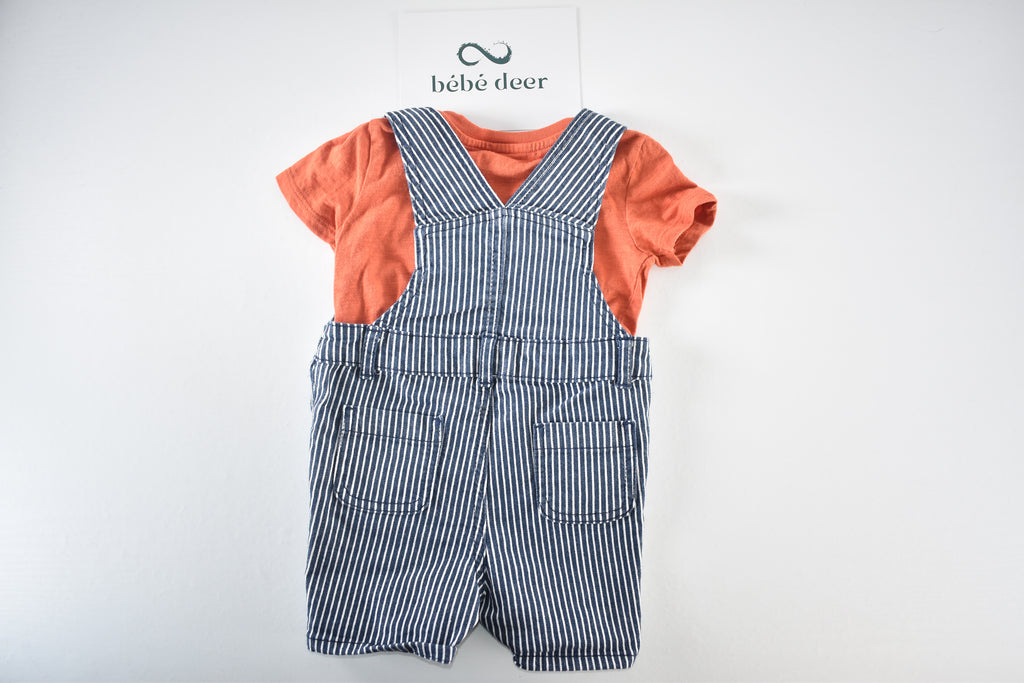 Striped dungarees and T-shirt set