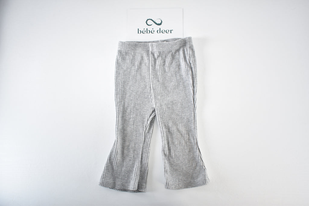 Grey ribbed flared trousers