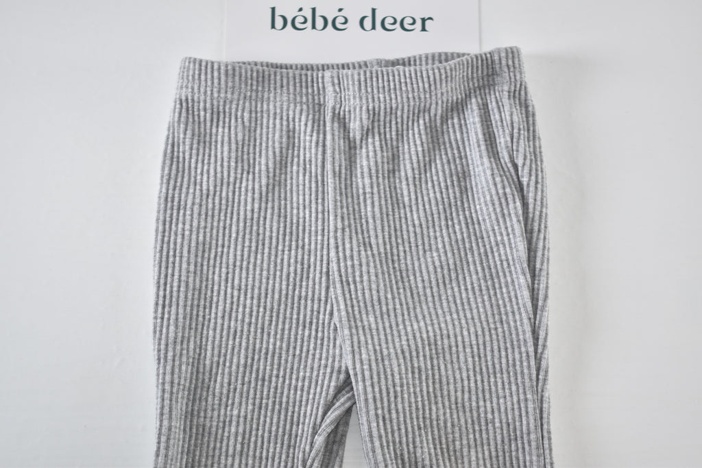 Grey ribbed flared trousers