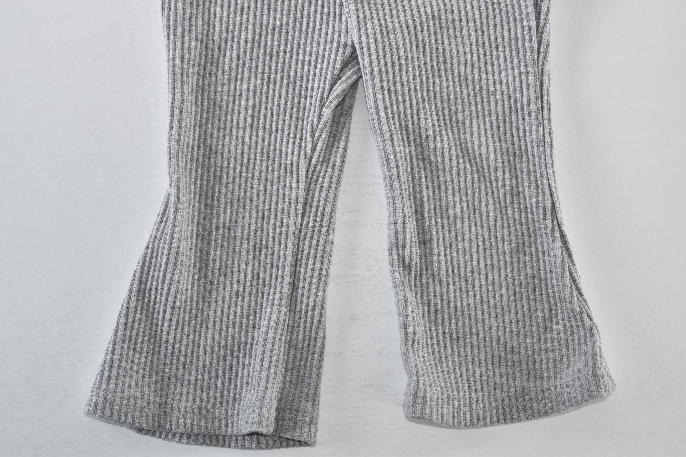 Grey ribbed flared trousers