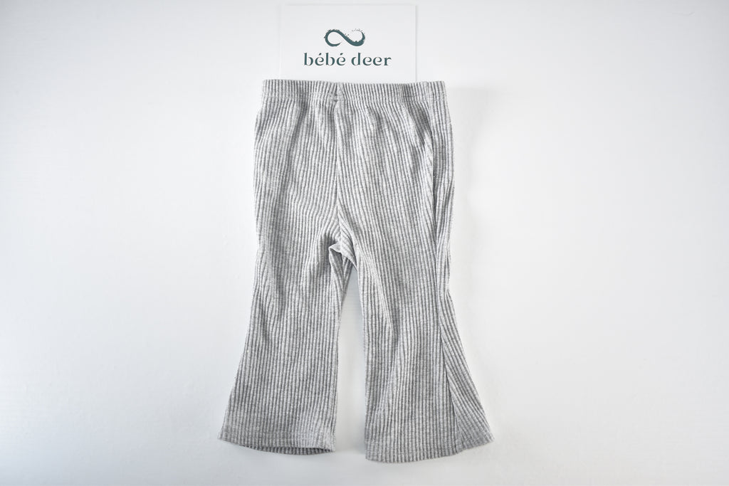Grey ribbed flared trousers