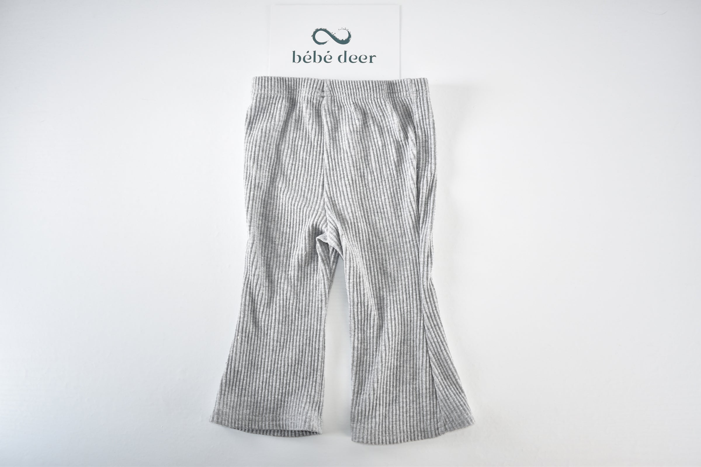 Grey ribbed flared trousers