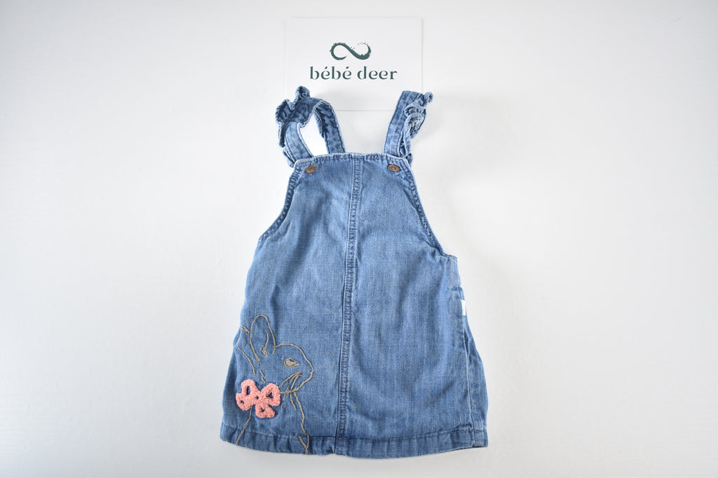 Peter Rabbit denim pinafore dress with embroidered bunny