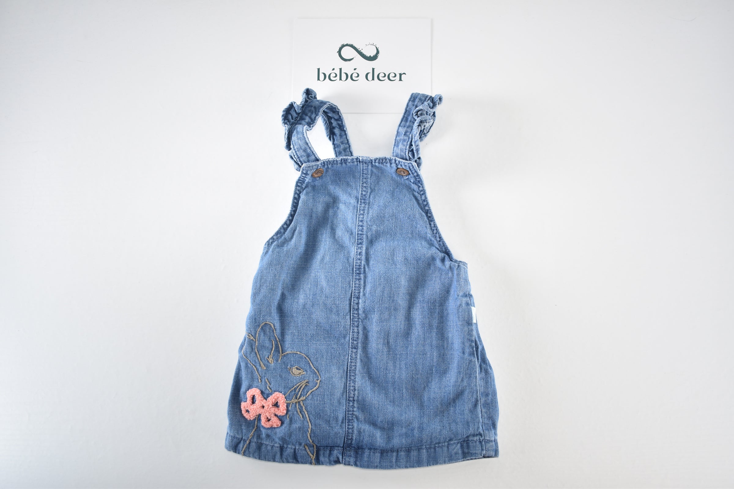 Peter Rabbit denim pinafore dress with embroidered bunny