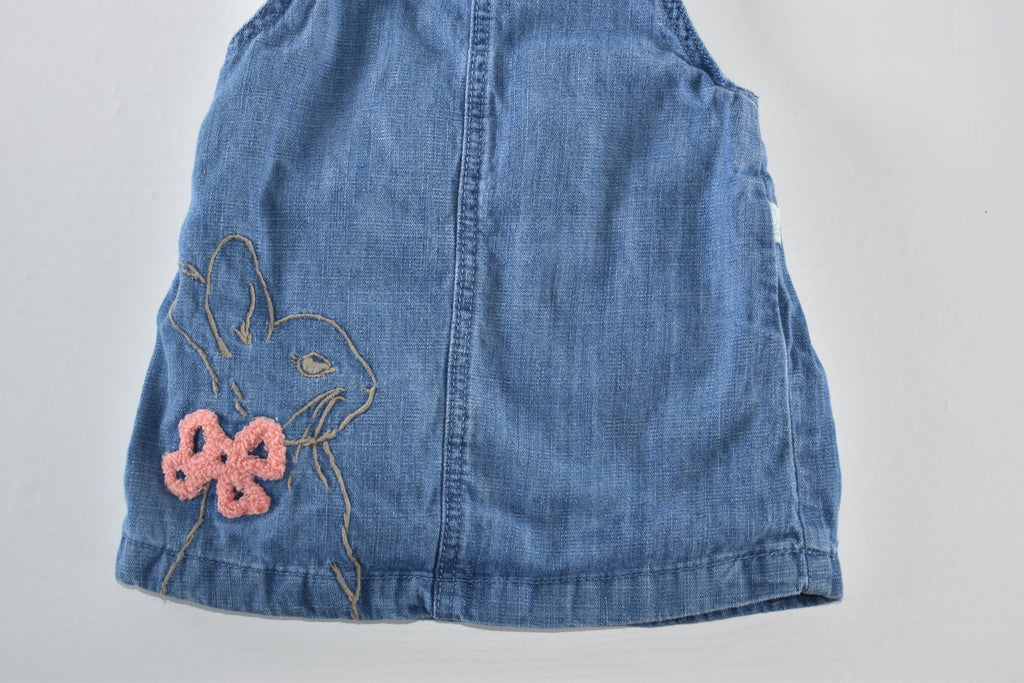 Peter Rabbit denim pinafore dress with embroidered bunny