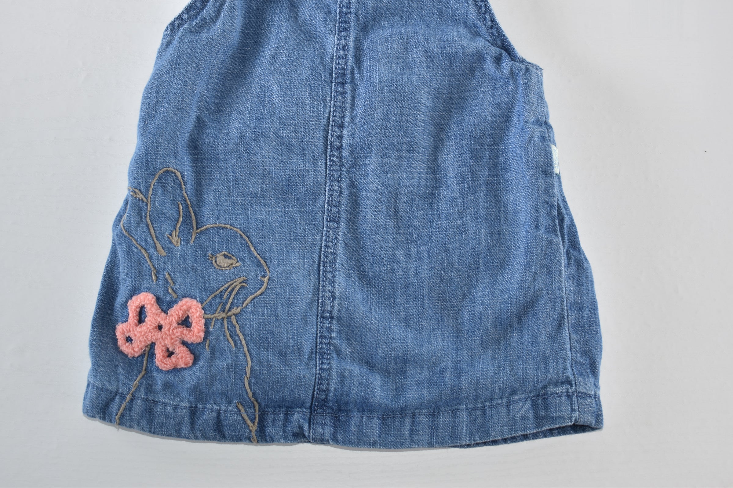 Peter Rabbit denim pinafore dress with embroidered bunny