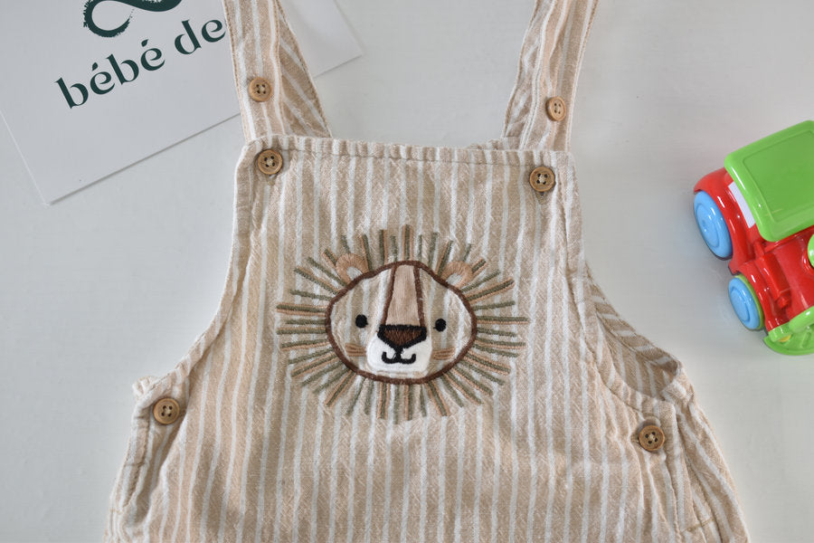 Romper with embroidered lion