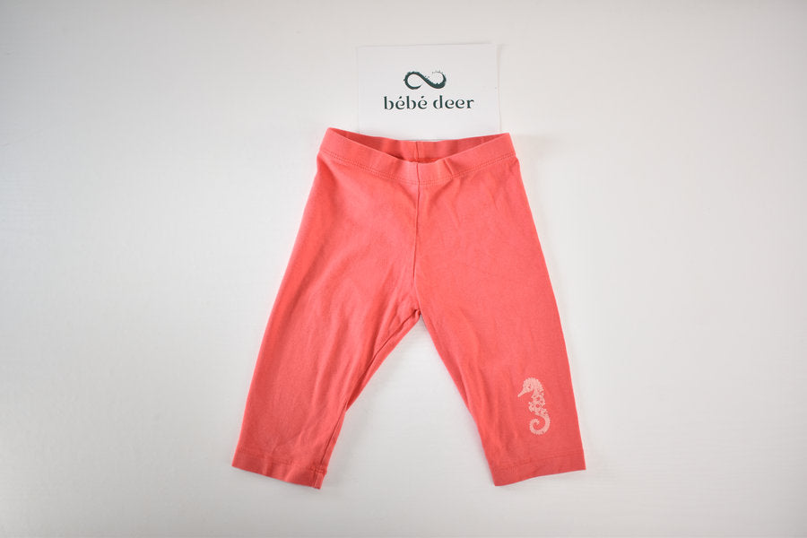 Coral leggings with seahorse print