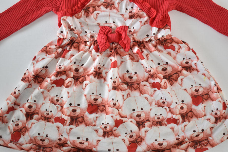 Bear print dress with bolero effect