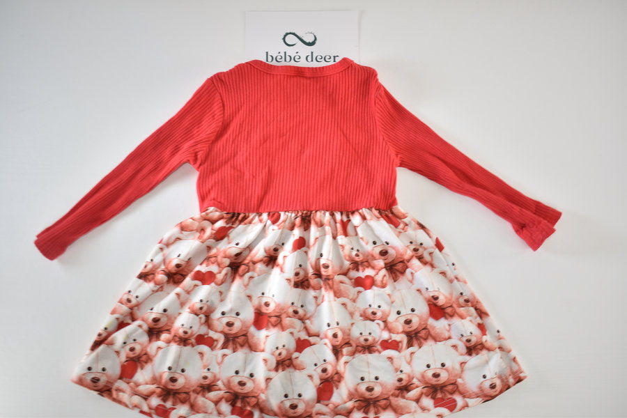 Bear print dress with bolero effect
