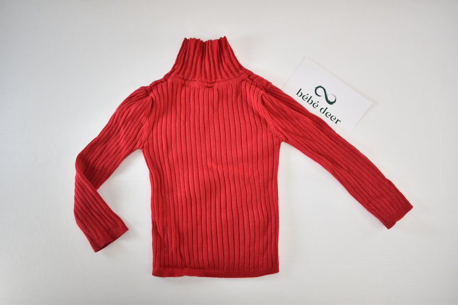 Red ribbed roll neck jumper