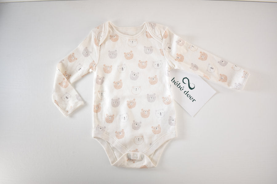 Body couleur crème à motifs ours