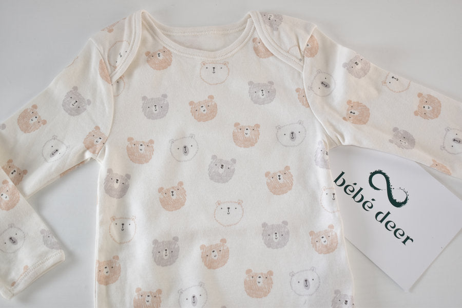 Body couleur crème à motifs ours
