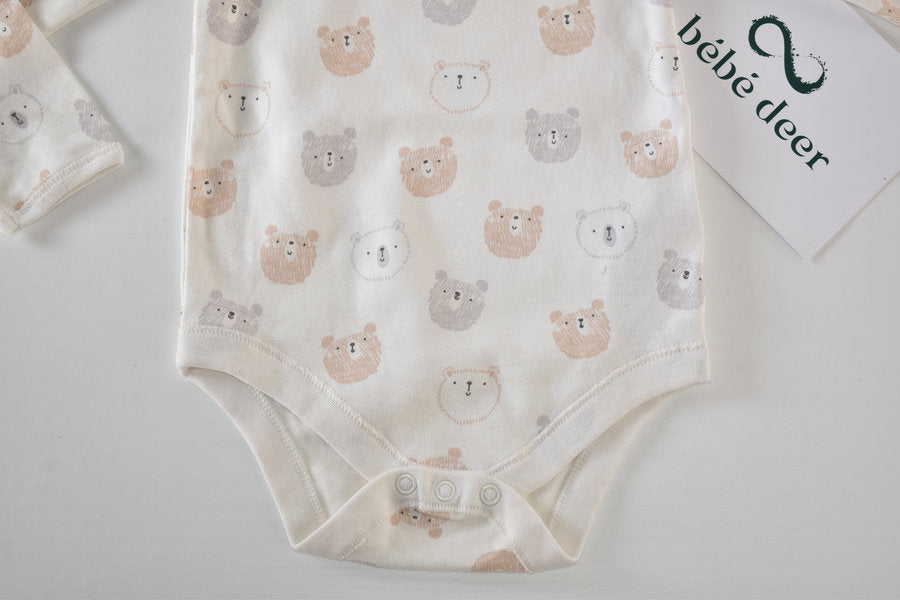 Body couleur crème à motifs ours