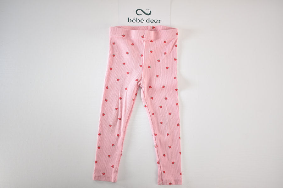 Legging rose à imprimé fraises