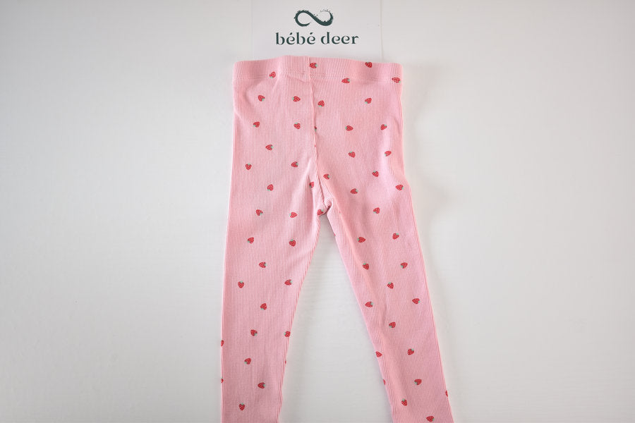 Legging rose à imprimé fraises