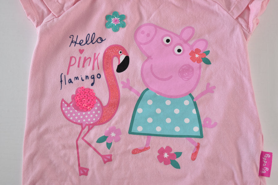 Haut Peppa Pig rose avec flamant rose