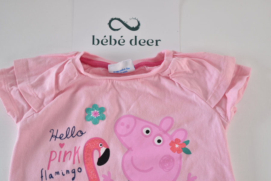 Haut Peppa Pig rose avec flamant rose