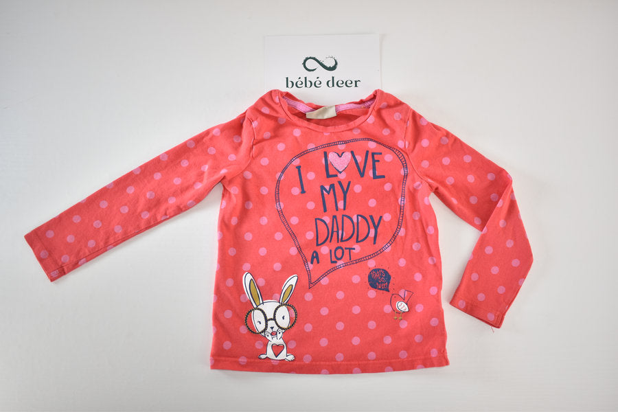 Coral polka dot top with "I love my daddy a lot"