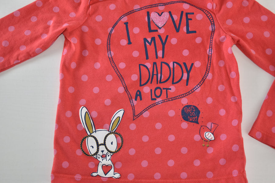 Coral polka dot top with "I love my daddy a lot"