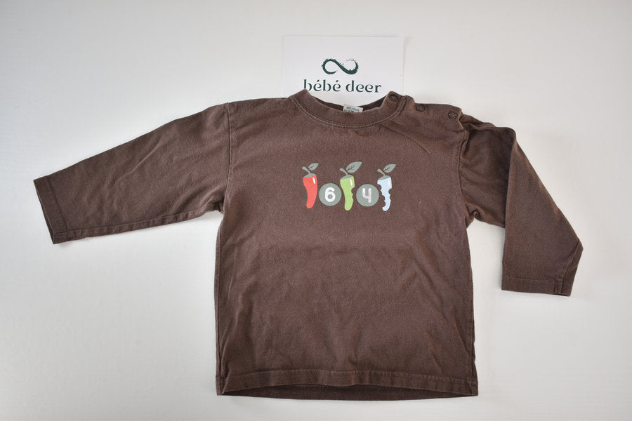 Brown long sleeve top with apple