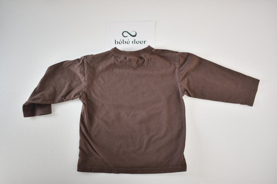 Brown long sleeve top with apple