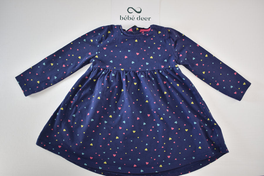 Navy dress with hearts