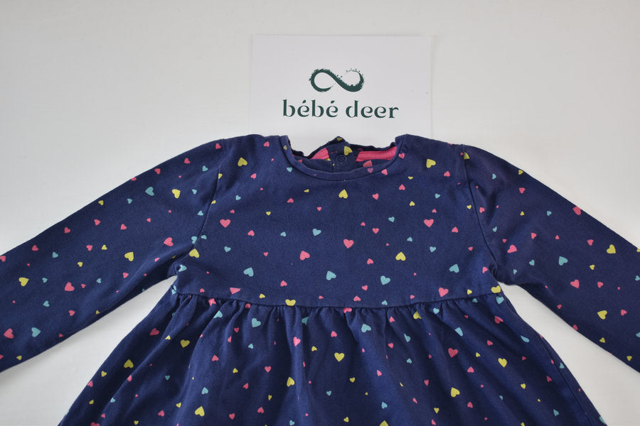 Navy dress with hearts