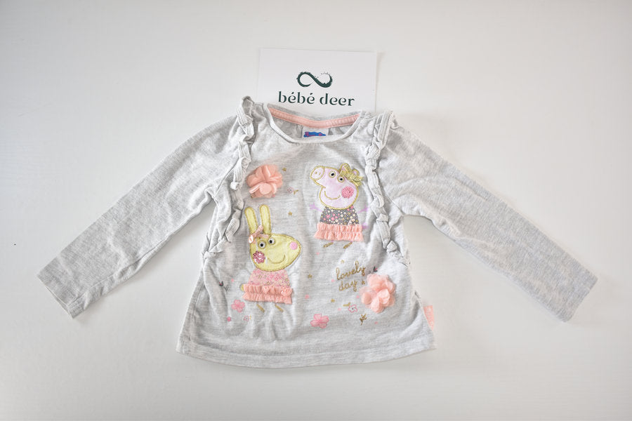 Peppa Pig top with floral details and "Lovely day" slogan