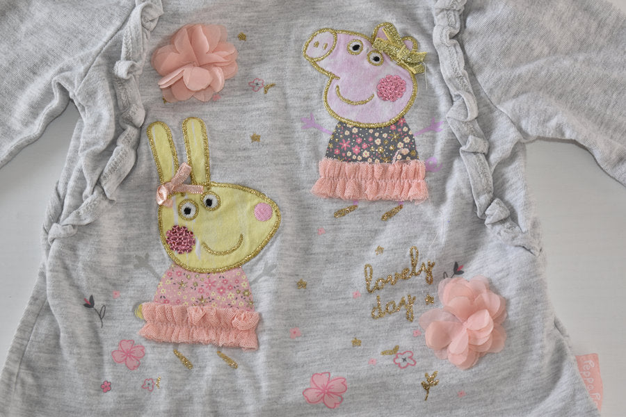 Peppa Pig top with floral details and "Lovely day" slogan