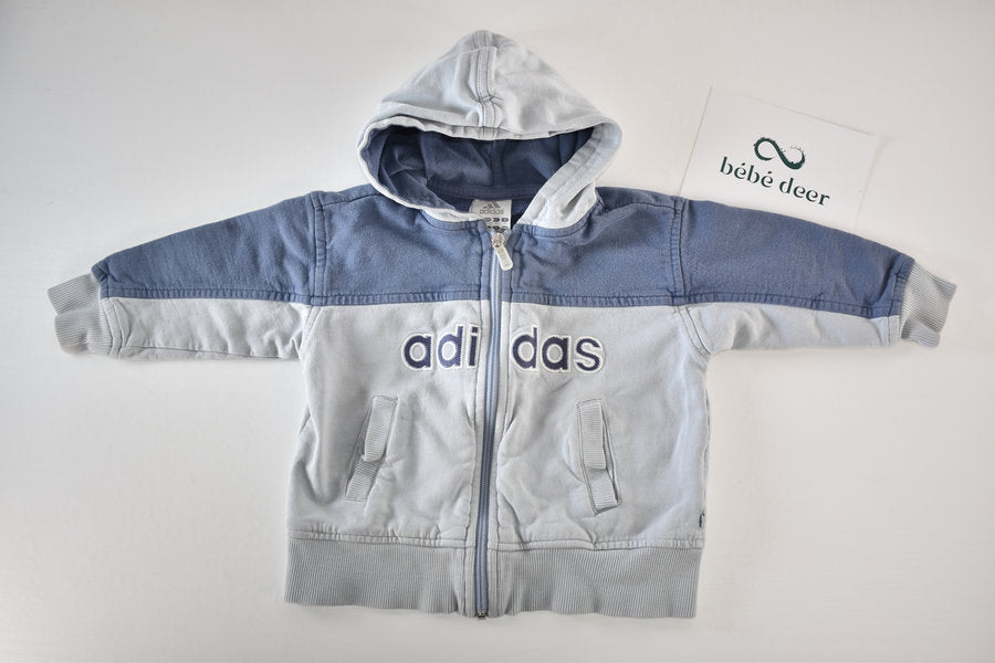 Adidas blue zip hoodie with embroidered logo